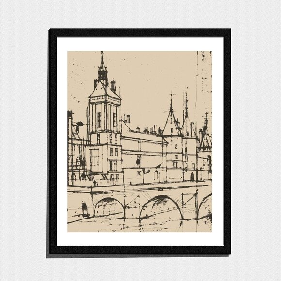 Art Print, Minimalist Cityscape Sketch - Picture 1 of 1